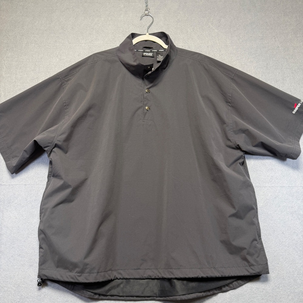 Ping Collection Mens XL Brown Short Sleeve‎ Golf Windshirt Pullover Mock Neck